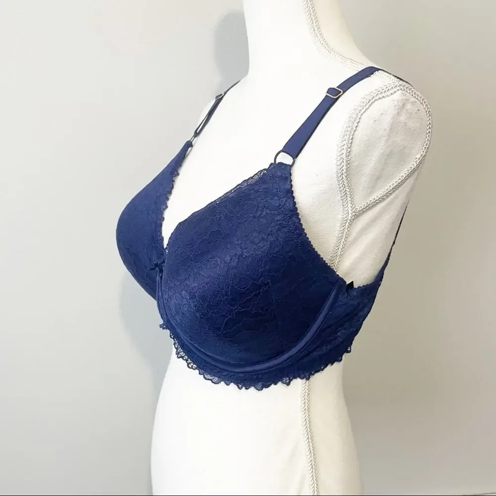 INC intimates blue lace full coverage convertible t shirt bra size 38DD NWT